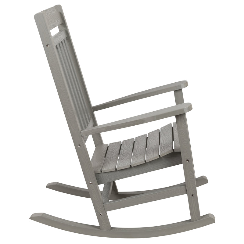 Set of 2 Winston All-Weather Poly Resin Rocking Chairs with Accent Side Table in Gray