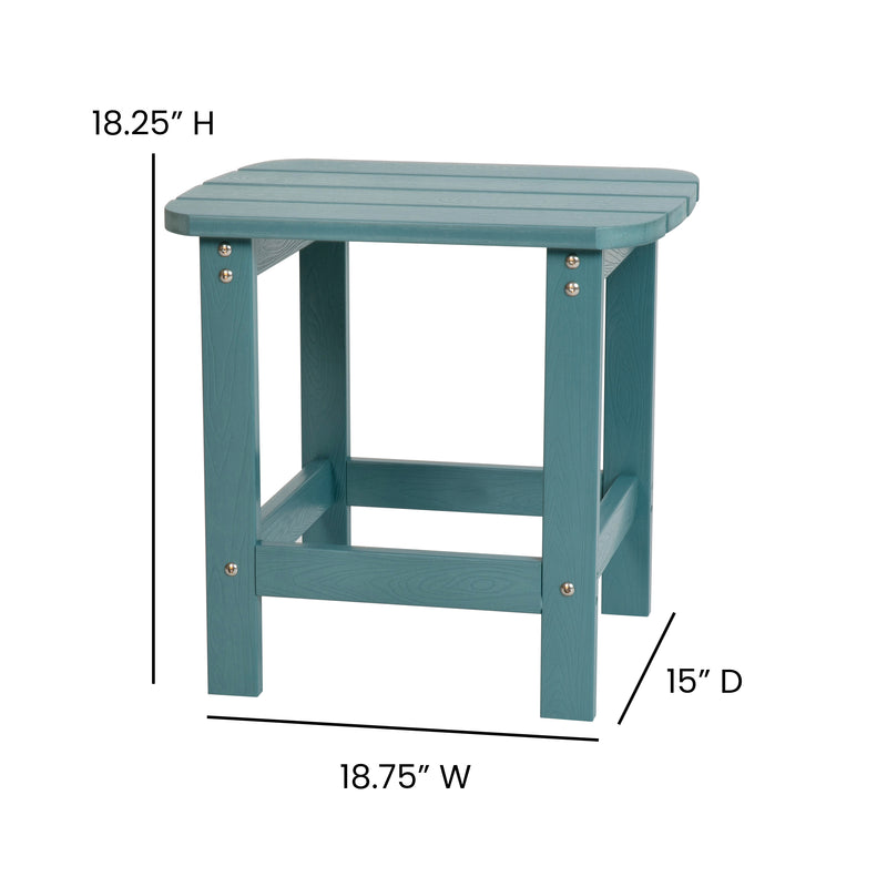 Set of 2 Winston All-Weather Poly Resin Rocking Chairs with Accent Side Table in Teal