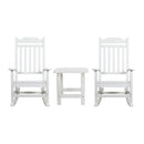 Set of 2 Winston All-Weather Poly Resin Rocking Chairs with Accent Side Table in White