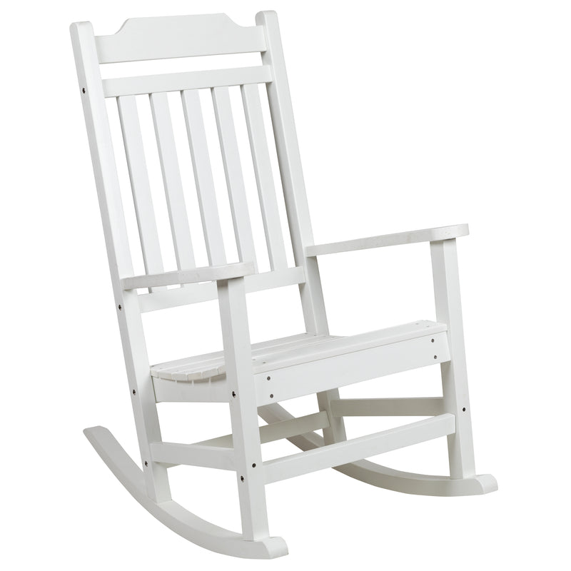 Set of 2 Winston All-Weather Poly Resin Rocking Chairs with Accent Side Table in White