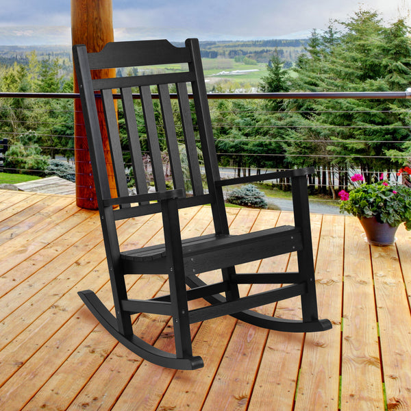 Winston All-Weather Poly Resin Rocking Chair in Black