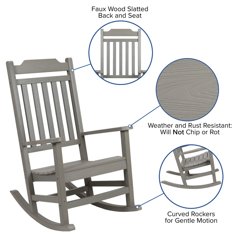 Winston All-Weather Poly Resin Rocking Chair in Gray