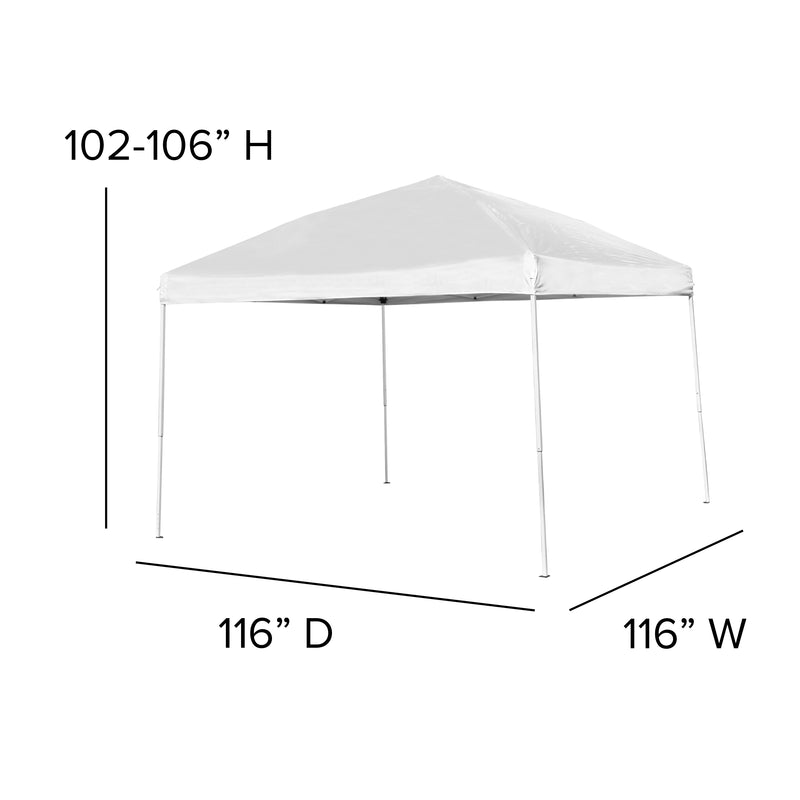 10'x10' White Outdoor Pop Up Event Slanted Leg Canopy Tent with Carry Bag