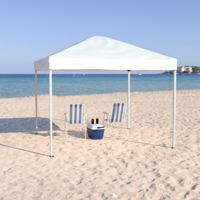 10'x10' White Outdoor Pop Up Event Slanted Leg Canopy Tent with Carry Bag