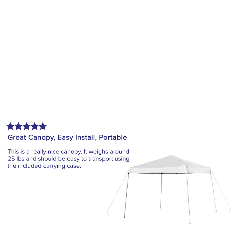 10'x10' White Outdoor Pop Up Event Slanted Leg Canopy Tent with Carry Bag