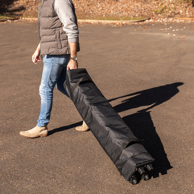 10'x10' Blue Pop Up Event Straight Leg Canopy Tent with Sandbags and Wheeled Case