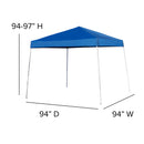 8'x8' Blue Outdoor Pop Up Event Slanted Leg Canopy Tent with Carry Bag