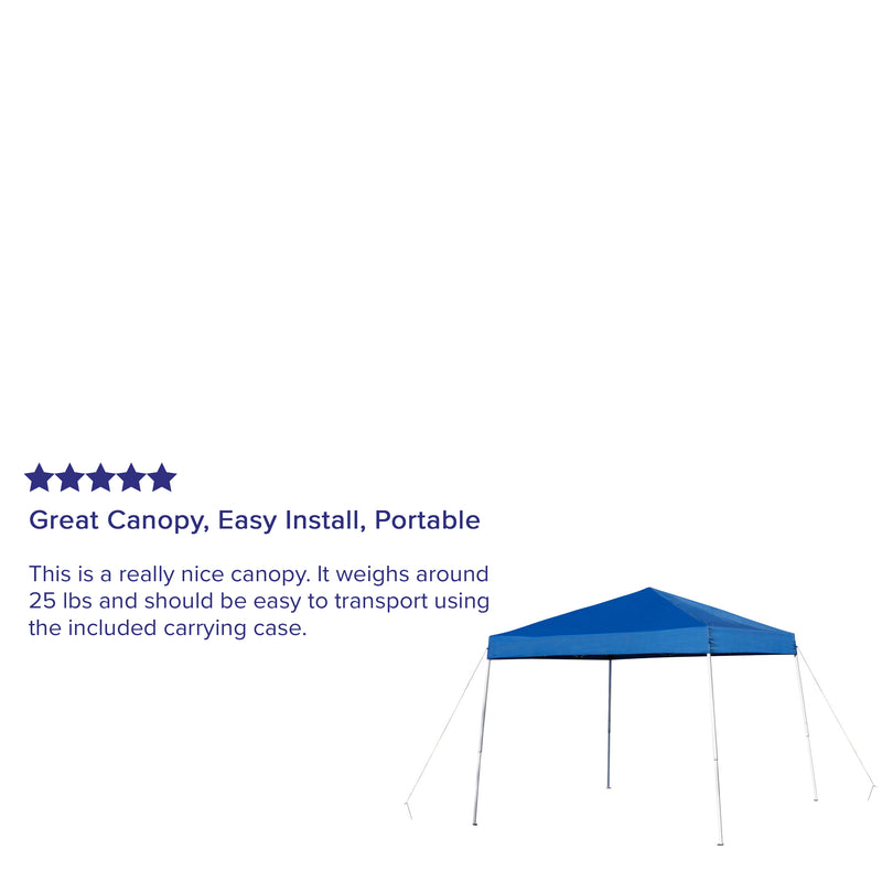 8'x8' Blue Outdoor Pop Up Event Slanted Leg Canopy Tent with Carry Bag