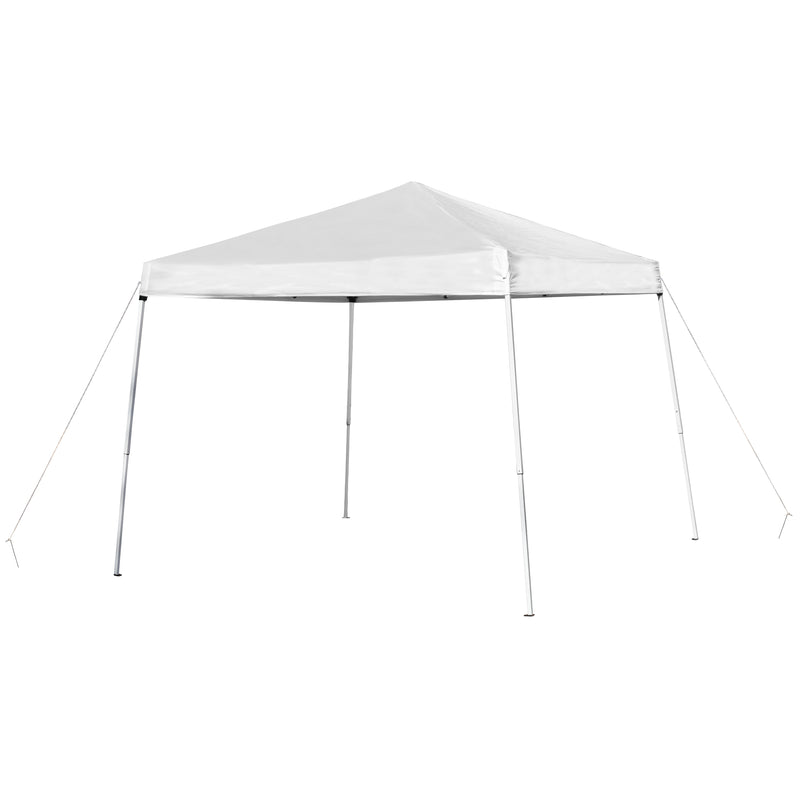 8'x8' White Outdoor Pop Up Event Slanted Leg Canopy Tent with Carry Bag