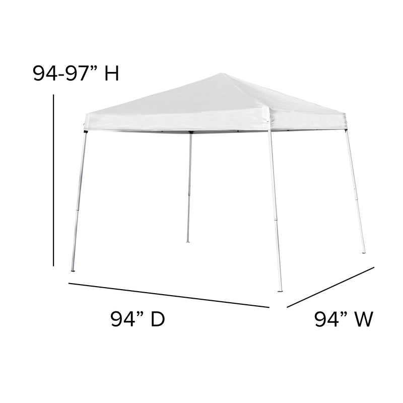 8'x8' White Outdoor Pop Up Event Slanted Leg Canopy Tent with Carry Bag