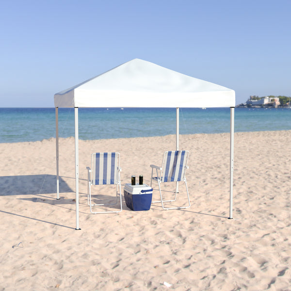 8'x8' White Outdoor Pop Up Event Slanted Leg Canopy Tent with Carry Bag