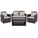 Aransas Series 4 Piece Black Patio Set with Gray Back Pillows and Seat Cushions