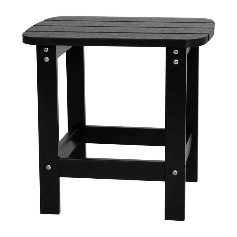 Charlestown All-Weather Poly Resin Wood Adirondack Side Table in Black