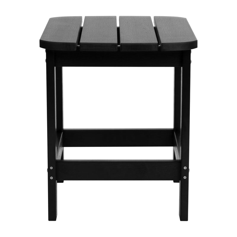 Charlestown All-Weather Poly Resin Wood Adirondack Side Table in Black