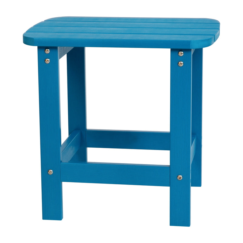 Charlestown All-Weather Poly Resin Wood Adirondack Side Table in Blue