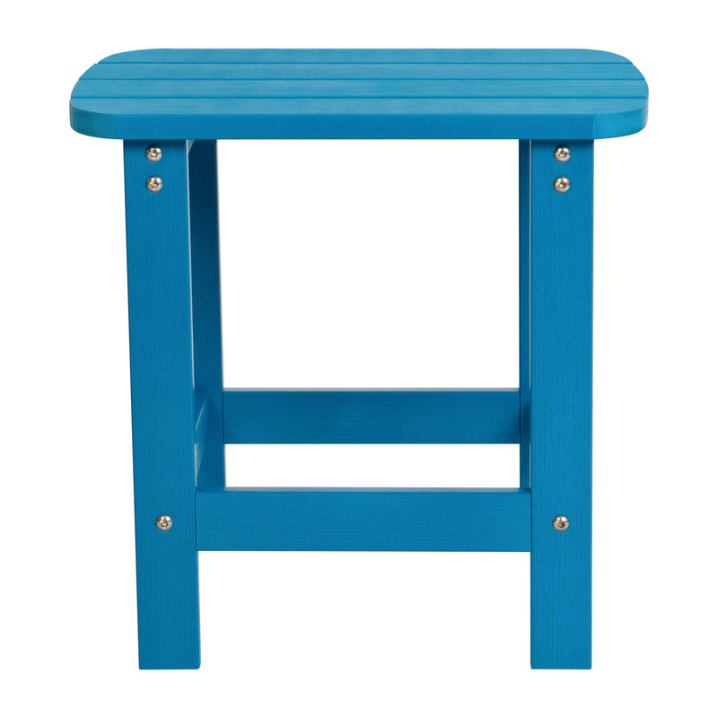 Charlestown All-Weather Poly Resin Wood Adirondack Side Table in Blue