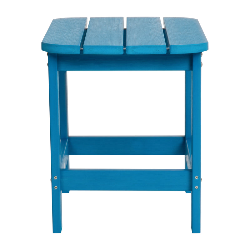 Charlestown All-Weather Poly Resin Wood Adirondack Side Table in Blue