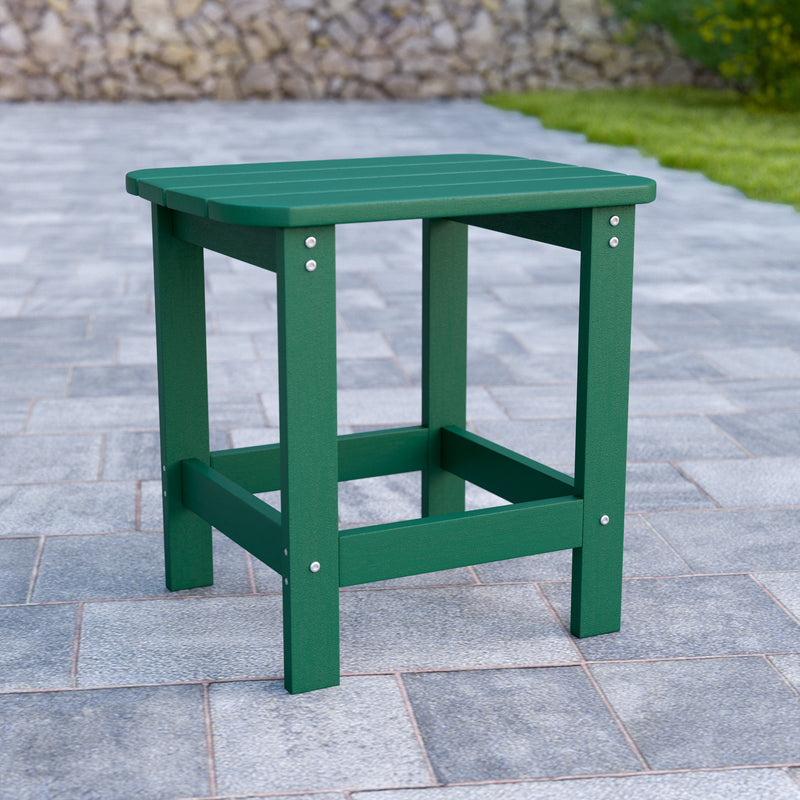 Charlestown All-Weather Poly Resin Wood Adirondack Side Table in Green