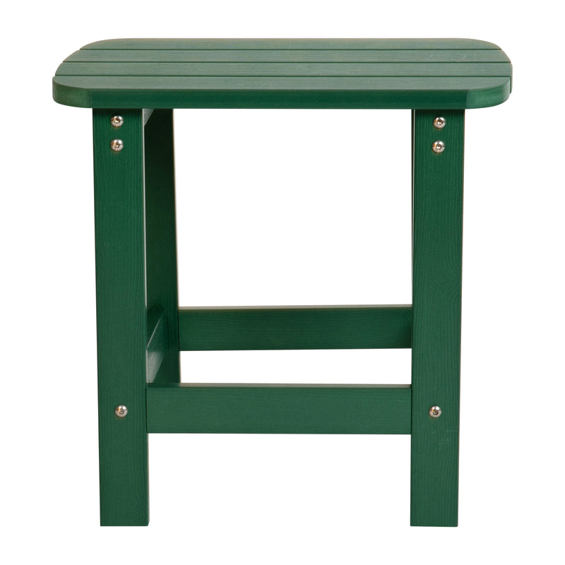 Charlestown All-Weather Poly Resin Wood Adirondack Side Table in Green