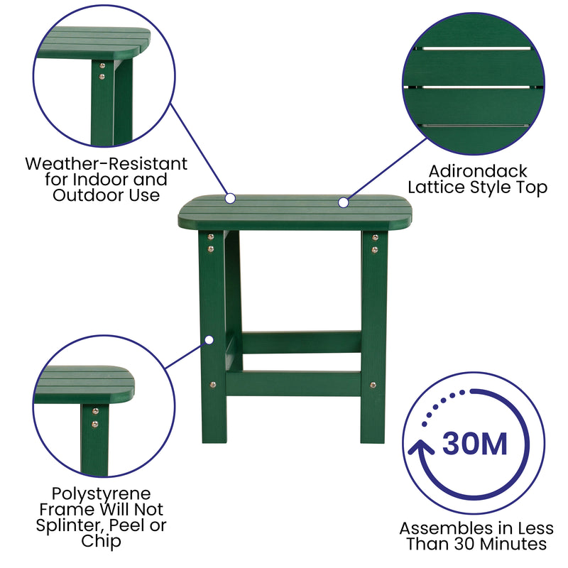 Charlestown All-Weather Poly Resin Wood Adirondack Side Table in Green