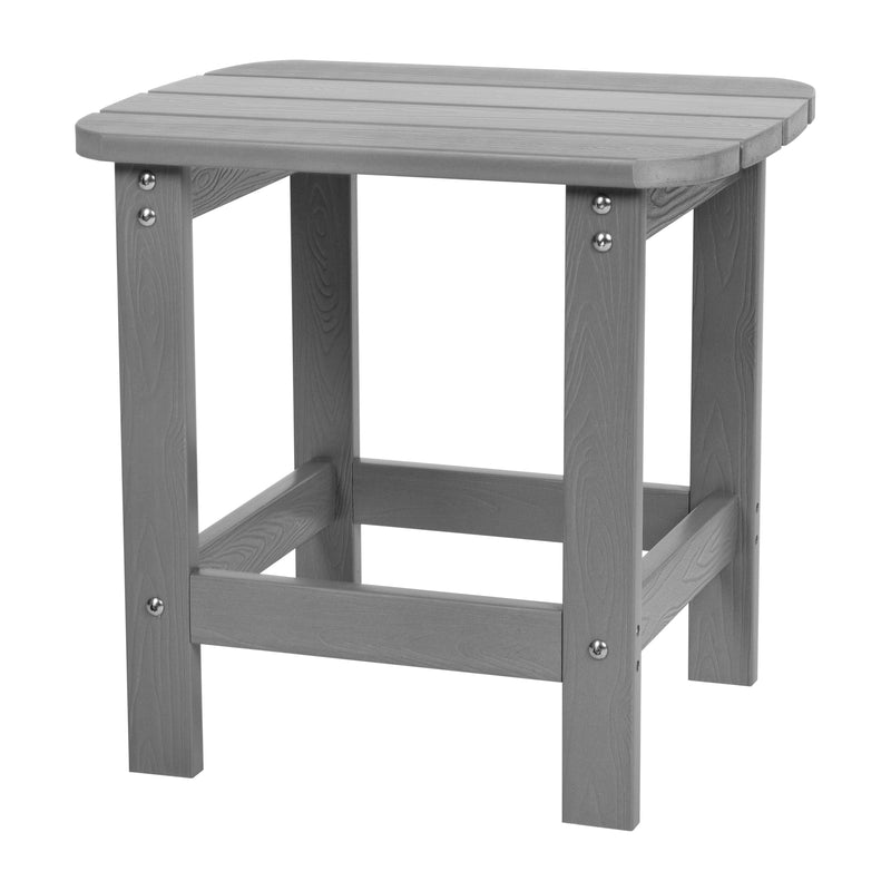 Charlestown All-Weather Poly Resin Wood Adirondack Side Table in Gray