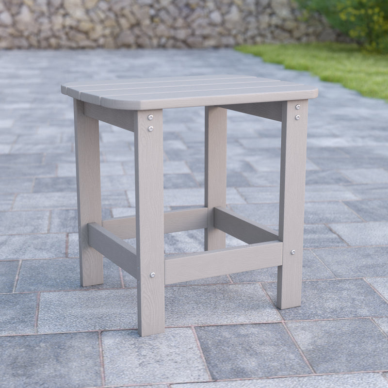 Charlestown All-Weather Poly Resin Wood Adirondack Side Table in Gray