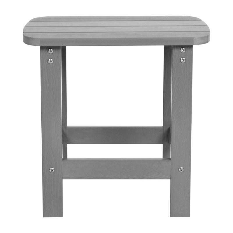 Charlestown All-Weather Poly Resin Wood Adirondack Side Table in Gray