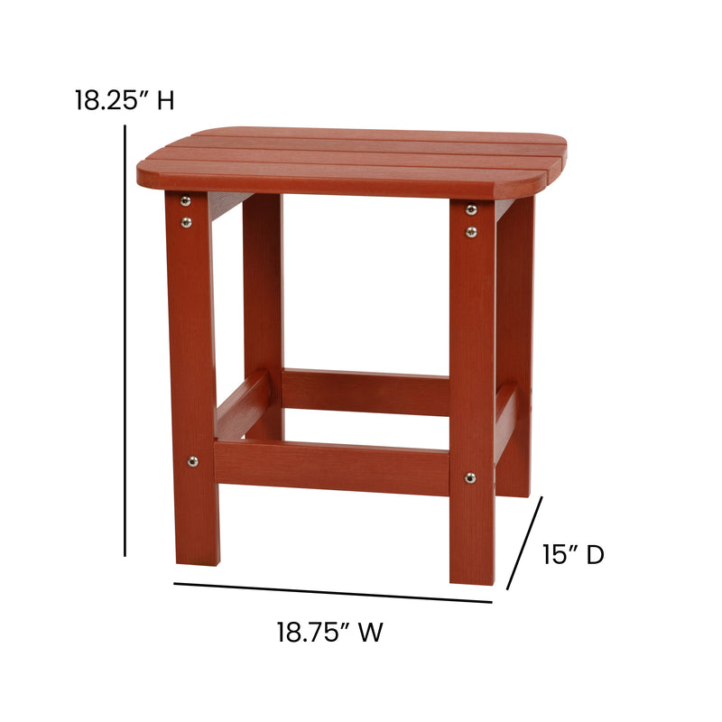 Charlestown All-Weather Poly Resin Wood Adirondack Side Table in Red