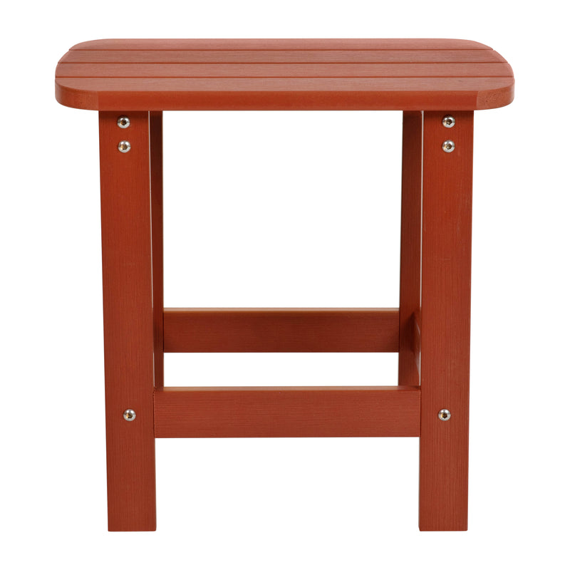 Charlestown All-Weather Poly Resin Wood Adirondack Side Table in Red