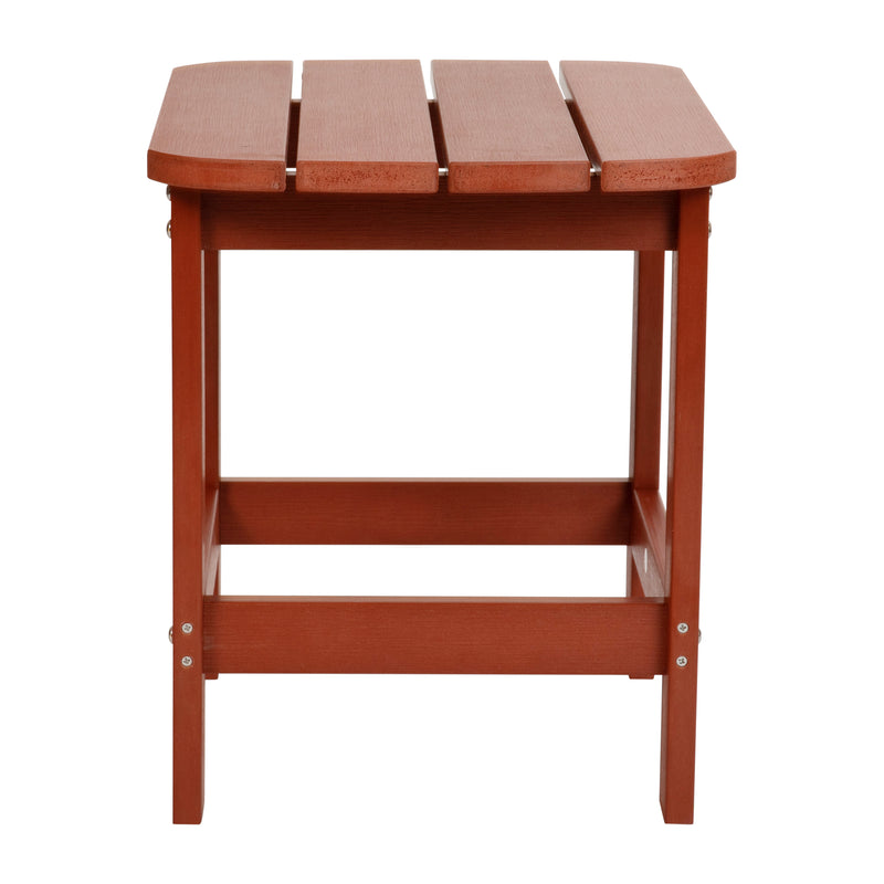 Charlestown All-Weather Poly Resin Wood Adirondack Side Table in Red