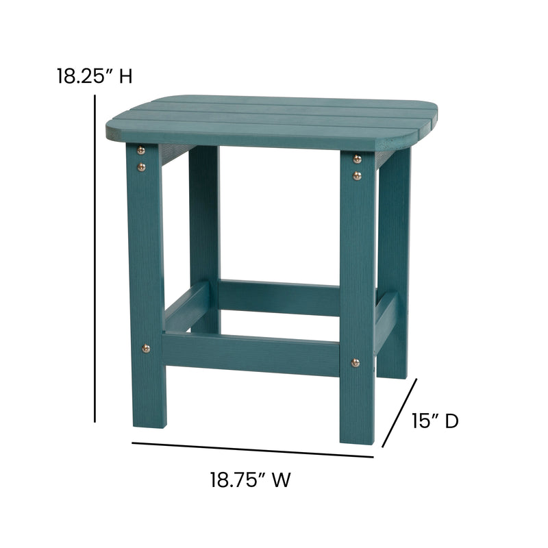 Charlestown All-Weather Poly Resin Wood Adirondack Side Table in Sea Foam