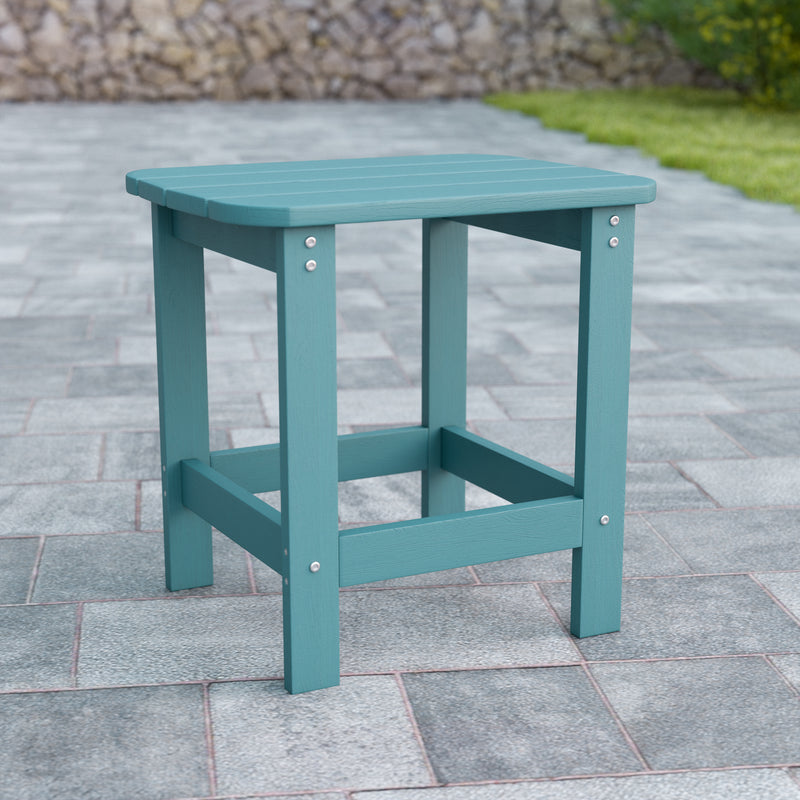 Charlestown All-Weather Poly Resin Wood Adirondack Side Table in Sea Foam