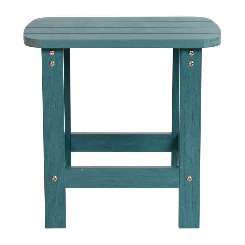 Charlestown All-Weather Poly Resin Wood Adirondack Side Table in Sea Foam