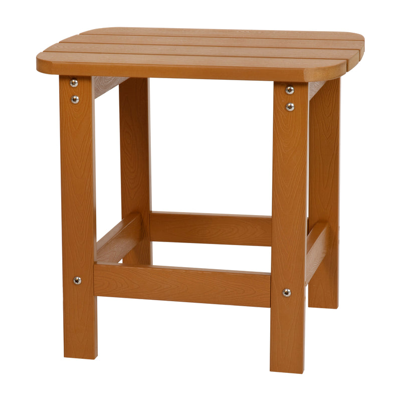 Charlestown All-Weather Poly Resin Wood Adirondack Side Table in Teak