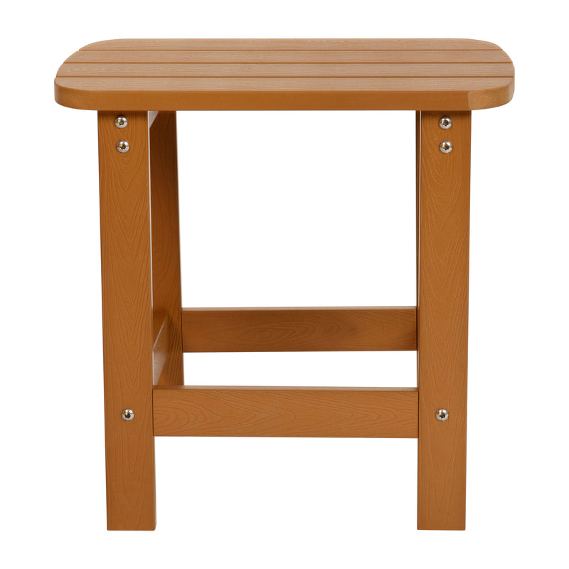 Charlestown All-Weather Poly Resin Wood Adirondack Side Table in Teak