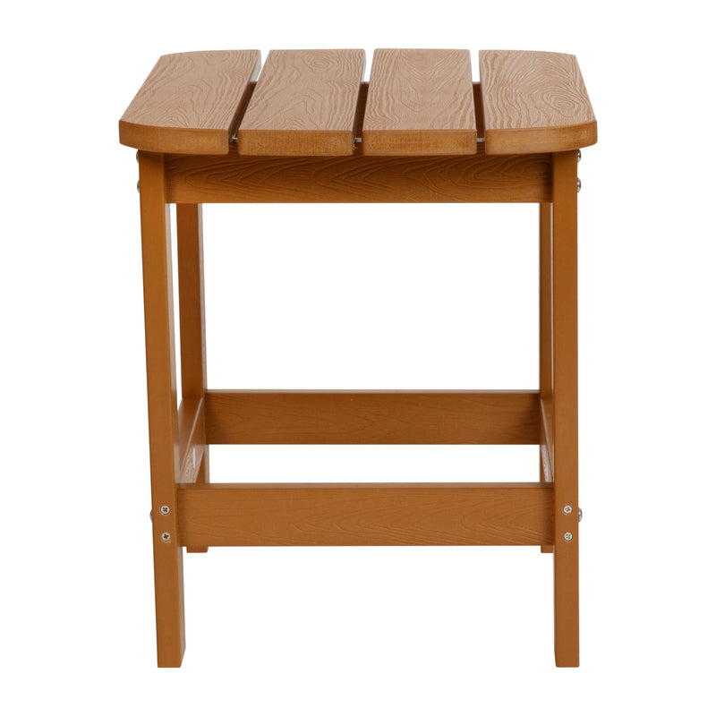 Charlestown All-Weather Poly Resin Wood Adirondack Side Table in Teak