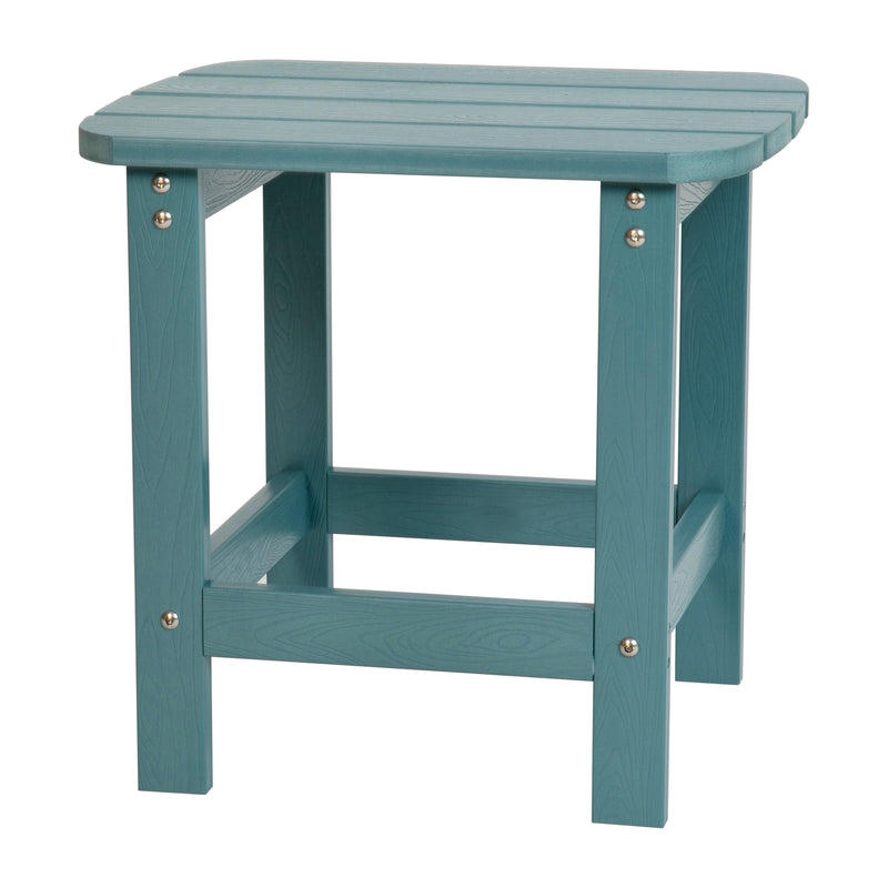 Charlestown All-Weather Poly Resin Wood Adirondack Side Table in Teal