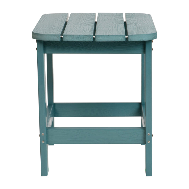 Charlestown All-Weather Poly Resin Wood Adirondack Side Table in Teal