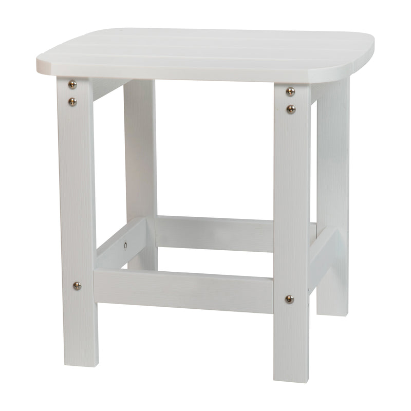 Charlestown All-Weather Poly Resin Wood Adirondack Side Table in White