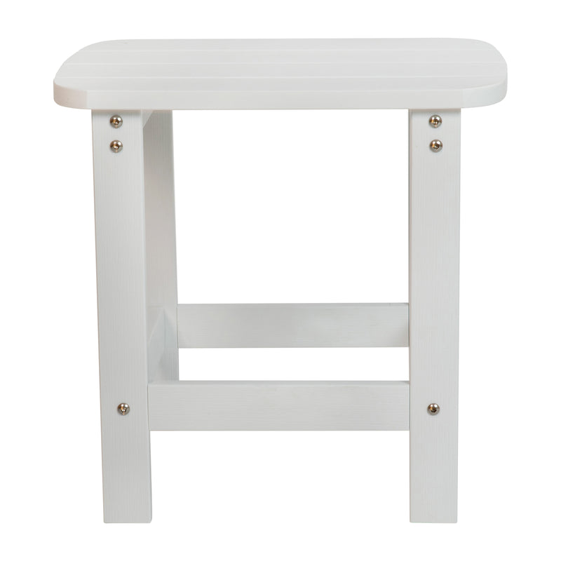 Charlestown All-Weather Poly Resin Wood Adirondack Side Table in White