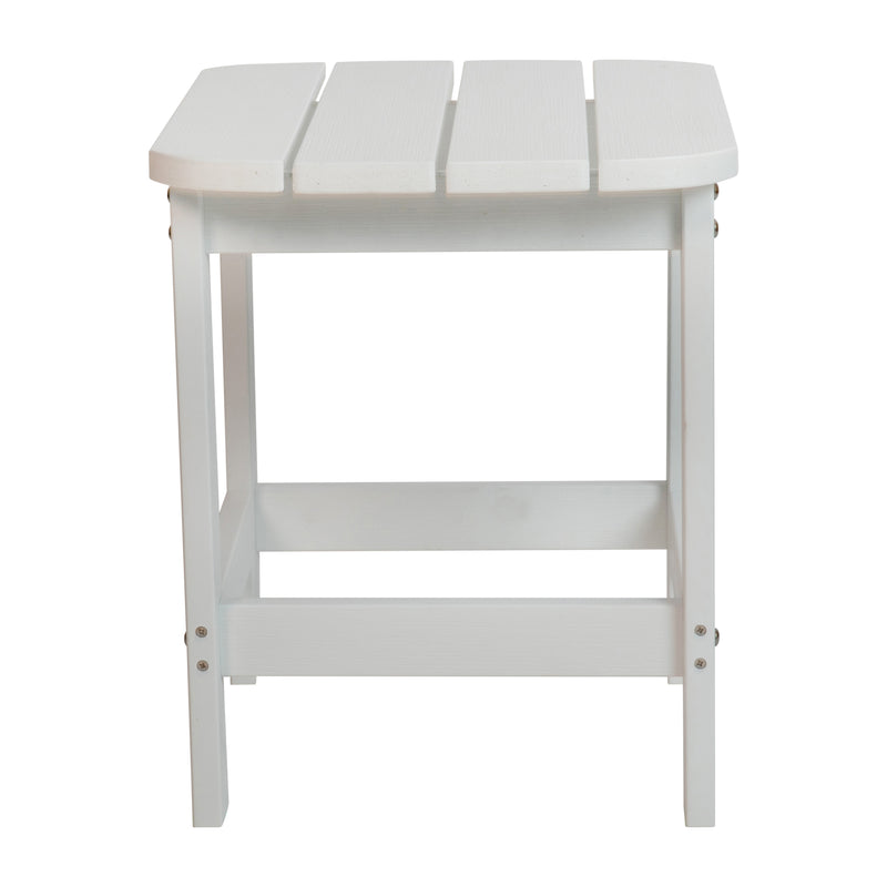 Charlestown All-Weather Poly Resin Wood Adirondack Side Table in White