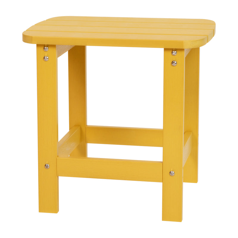 Charlestown All-Weather Poly Resin Wood Adirondack Side Table in Yellow