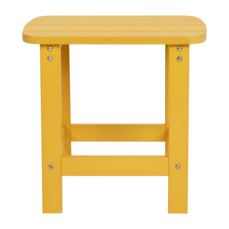 Charlestown All-Weather Poly Resin Wood Adirondack Side Table in Yellow