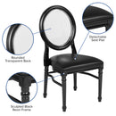 SINGLEWAVE Series 900 lb. Capacity King Louis Chair with Transparent Back, Black Vinyl Seat and Black Frame
