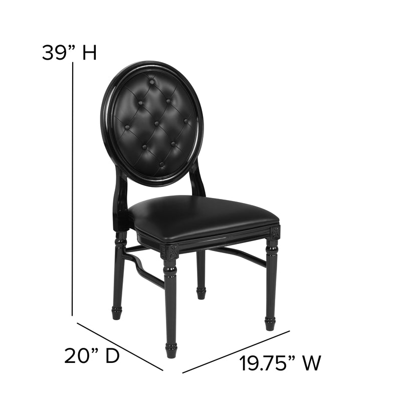 SINGLEWAVE Series 900 lb. Capacity King Louis Chair with Tufted Back, Black Vinyl Seat and Black Frame