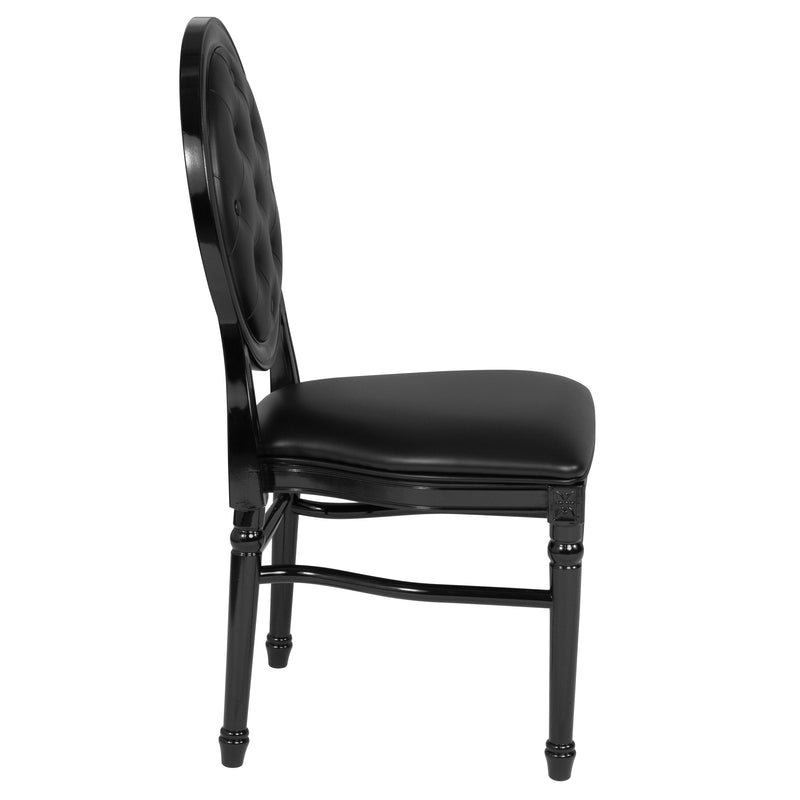 SINGLEWAVE Series 900 lb. Capacity King Louis Chair with Tufted Back, Black Vinyl Seat and Black Frame