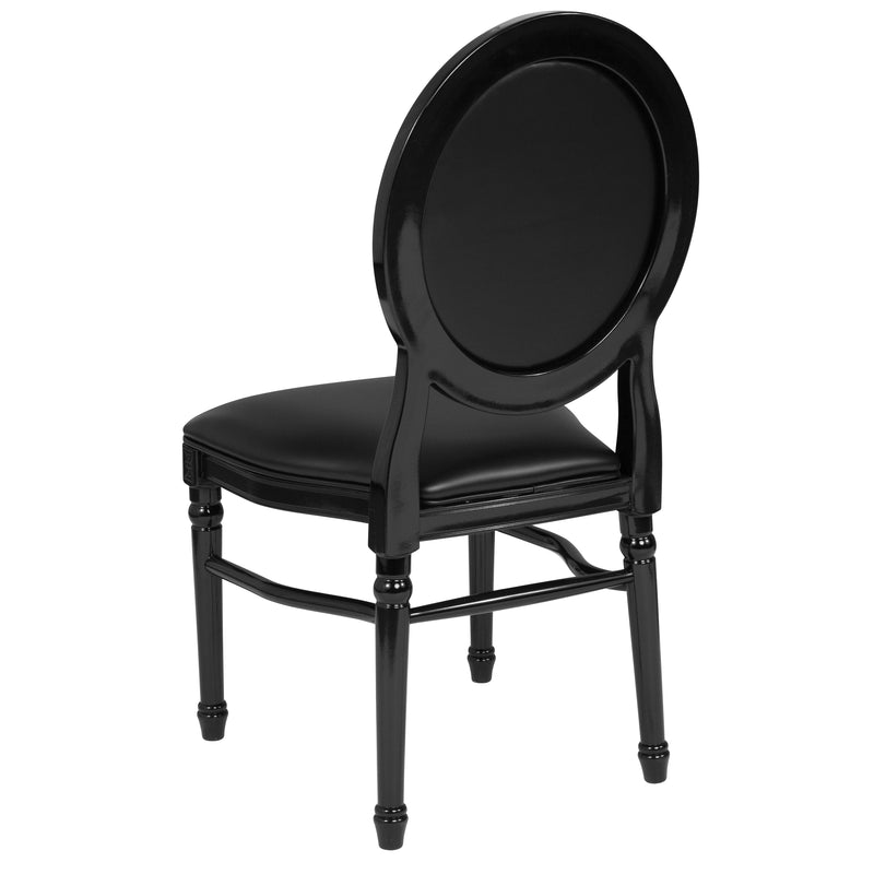 SINGLEWAVE Series 900 lb. Capacity King Louis Chair with Tufted Back, Black Vinyl Seat and Black Frame