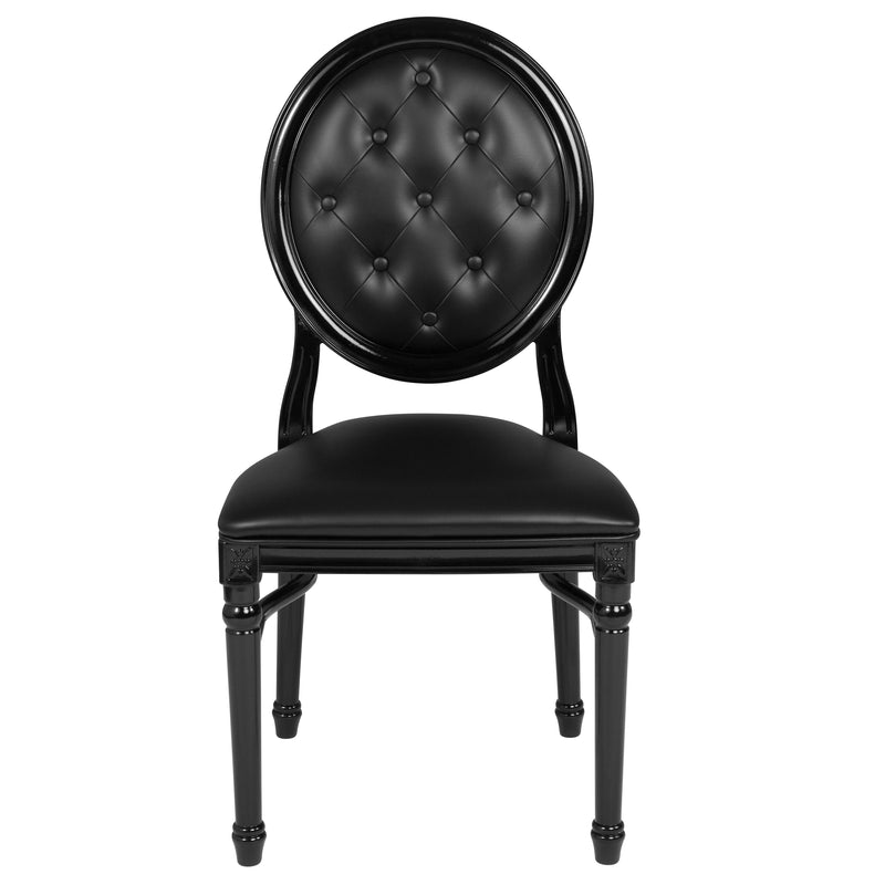 SINGLEWAVE Series 900 lb. Capacity King Louis Chair with Tufted Back, Black Vinyl Seat and Black Frame