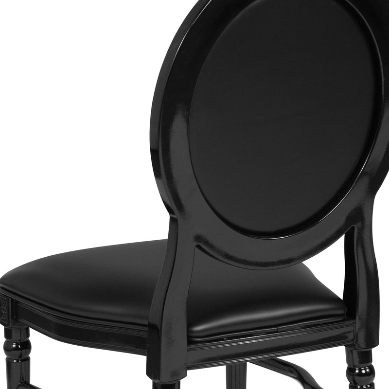 SINGLEWAVE Series 900 lb. Capacity King Louis Chair with Tufted Back, Black Vinyl Seat and Black Frame