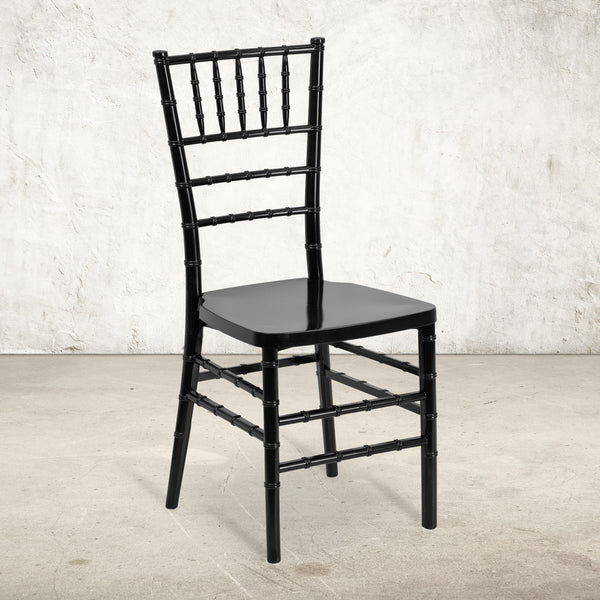 SINGLEWAVE PREMIUM Series Black Resin Stacking Chiavari Chair